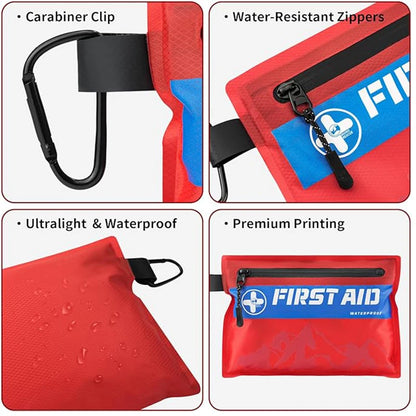 Small First Aid Kit RHINO RESCUE Ultralight Waterproof Medical Kit for Hiking Camping Backpacking Cycling Travel Vehicles 107PC