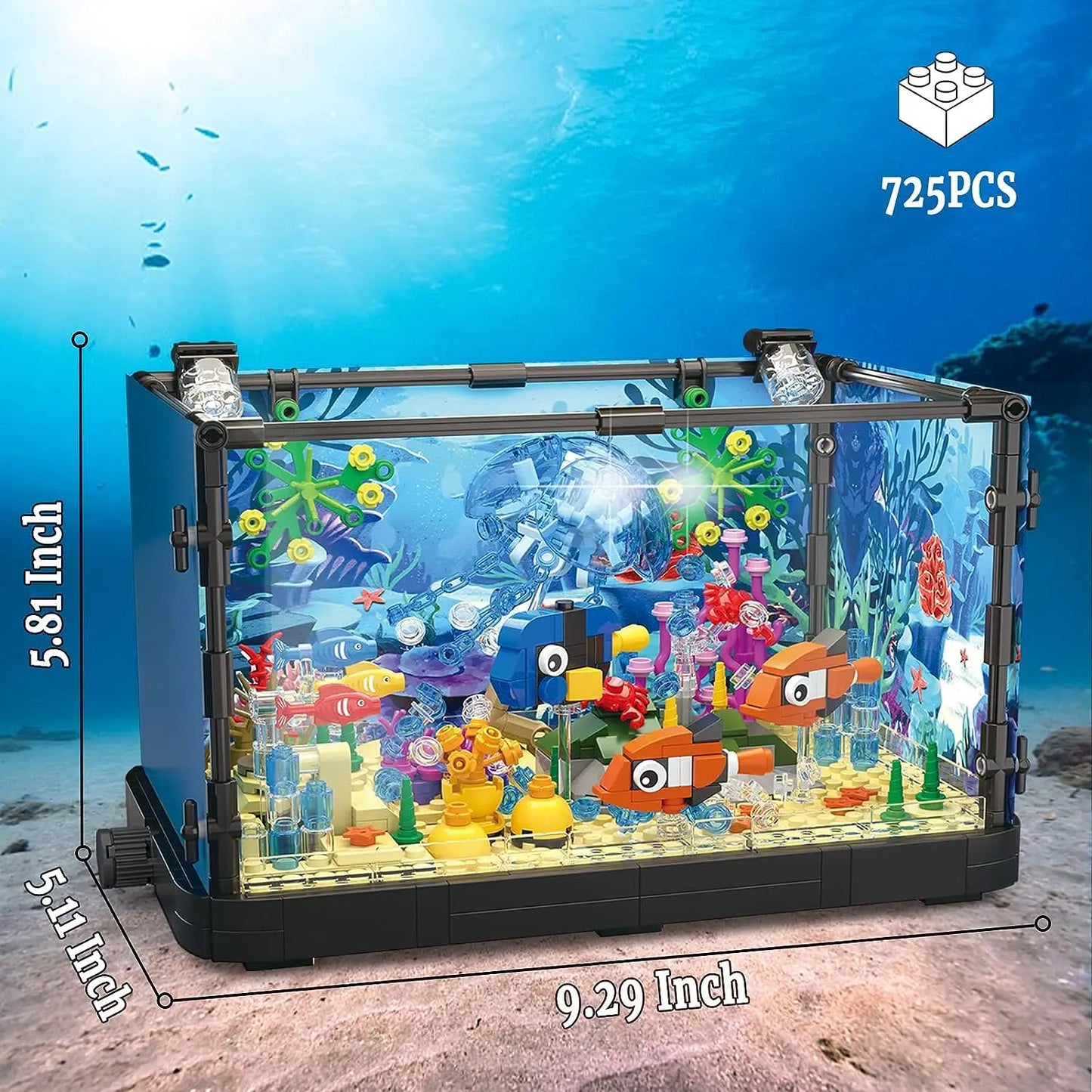 MOC Ocean Fish Tank Aquarium Building Block Set Turtle Fish Tank Brick Children's DIY Toys Home Decoration Birthday Gift