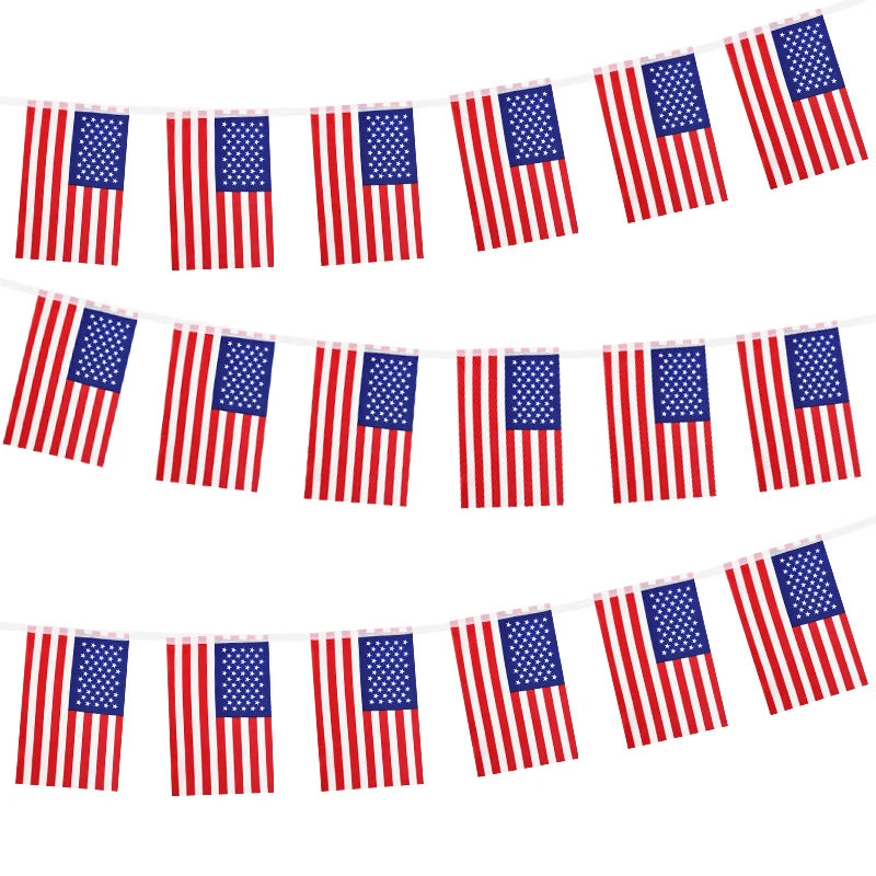 USA Flags American String Flags Banner for Patriotic Events 4th of July Independence Day Supplies Sport Bar Bunting Banner Decor