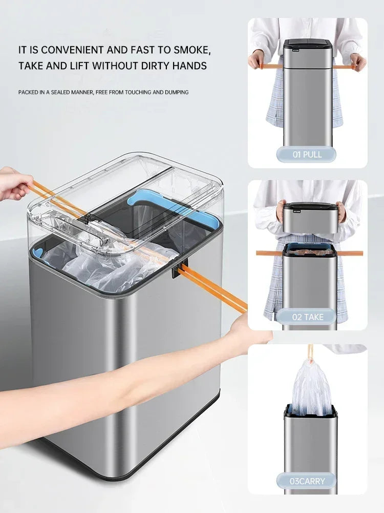 New Intelligent Induction Trash Can Home With Lid Toilet Kitchen Smart Large Capacity Living Room Automatic Packing Trash Bin