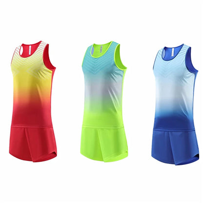 New Men Women Sports Suits Quick Dry Slim Fit Marathon Running Track And Field Tracksuits Fashion Gym Sportswear Vest+Shorts Set