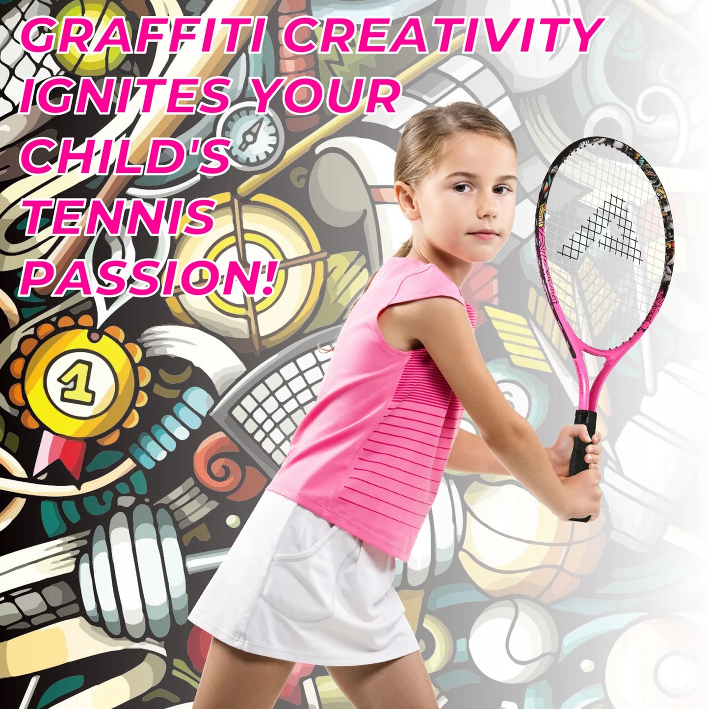 AMASPORT Tennis Rackets for Kids Toddlers 17'' with Cover Bag for Girl and Boy Tennis Racquet