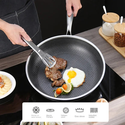 304 Stainless Steel Kitchen Quality Frying Pan Nonstick Pan Cooking Fried Steak Pot Electromagnetic Furnace General