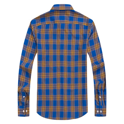 New Men's Shirts Long Sleeve Fashion 100% Pure Cotton Soft Comfortable Thin Plaid Young Casual Social Shirt Clothing S-8XL