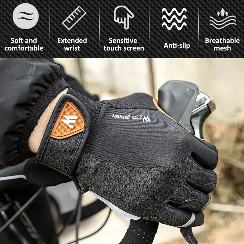 WEST BIKING Cycling Gloves Full Finger Bicycle Sports Gloves Men Women Spring Autumn Gym Motorcycle Camping Hiking Gloves