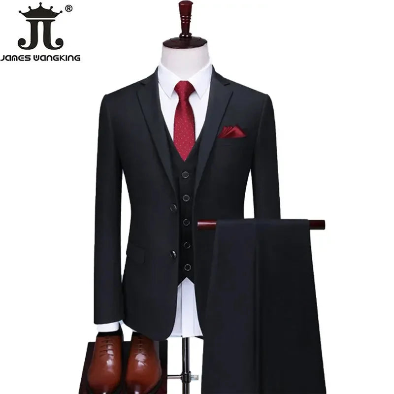 S-6XL Blazer Vest Pants High-end Brand Solid Color Formal Business Office Suit Three-piece Set Groom Wedding Show Dress Party