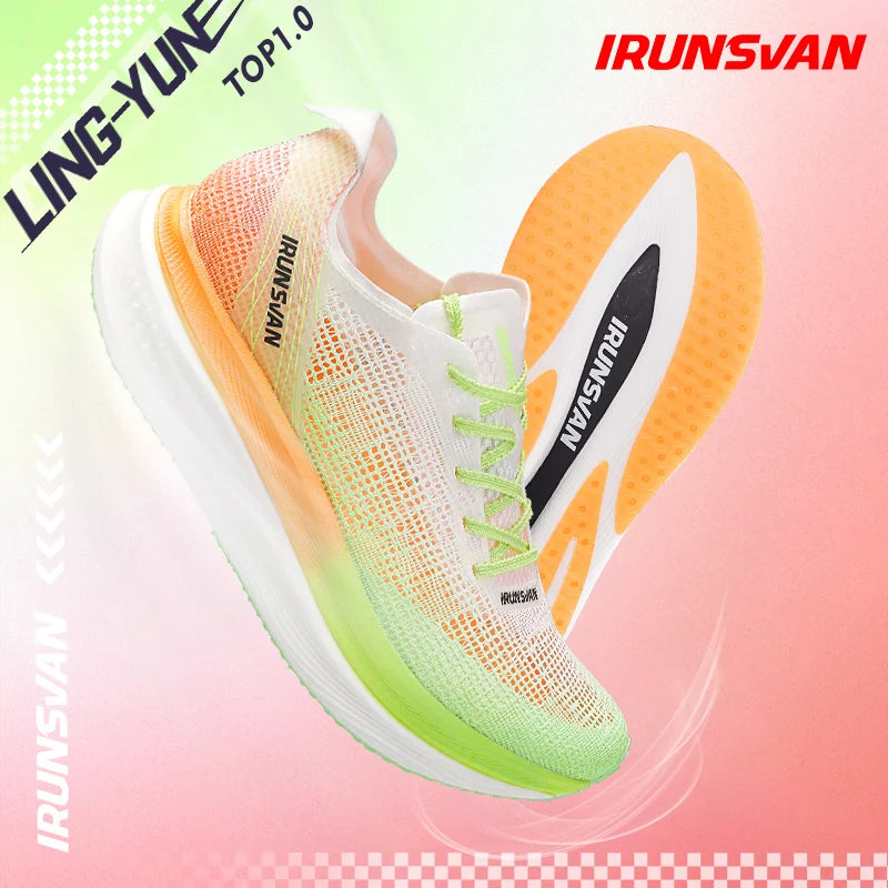 IRUNSVAN LINGYUN TOP1.0 Professional Marathon Running Shoe Men 2024 Full Palm Nylon Carbon Plate Breathable Stability Sneakers