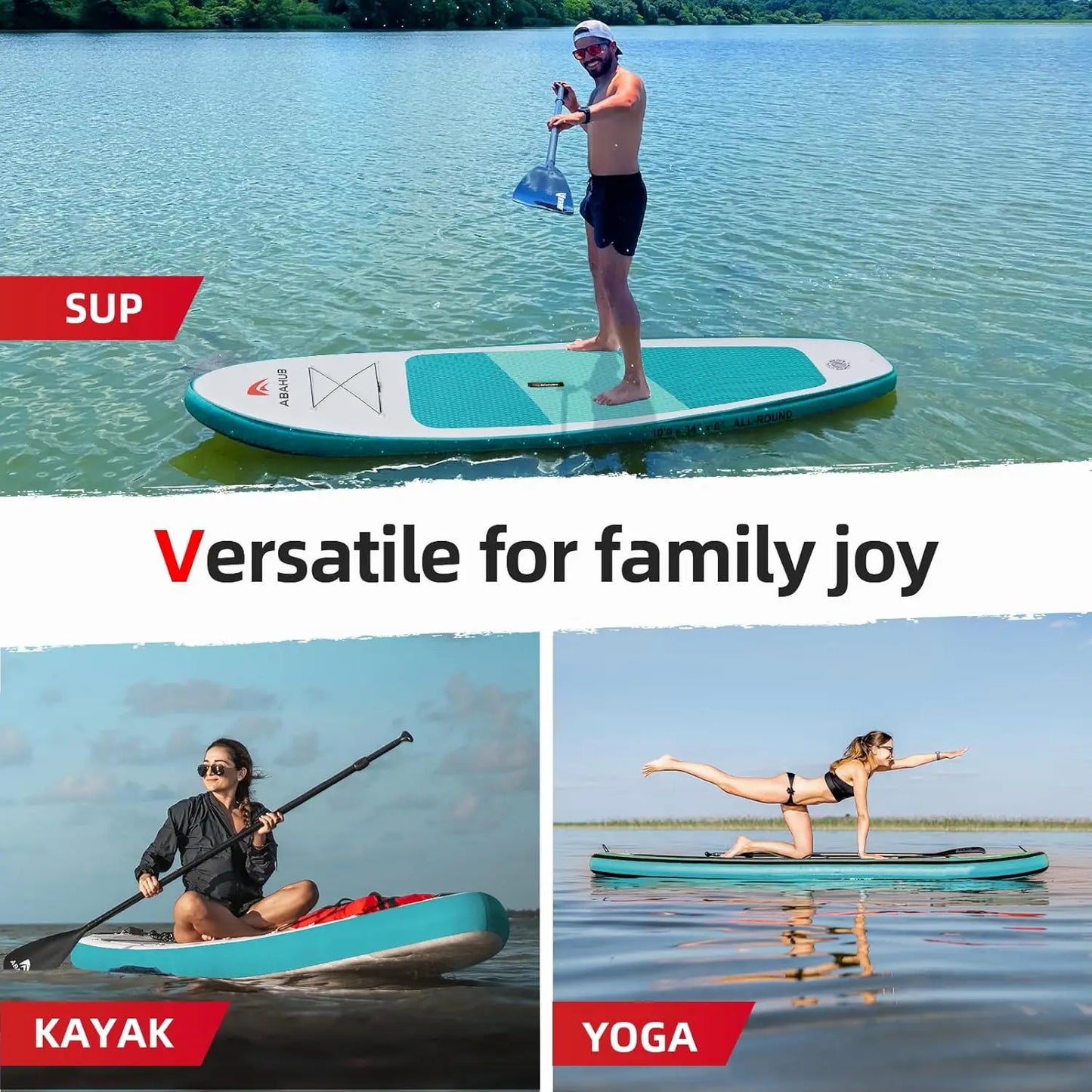 Blue Standup Paddleboard with Adjustable SUP Kayak Paddle, for Yoga, Paddle Board, Kayaking, Surf, Canoe, Fishing