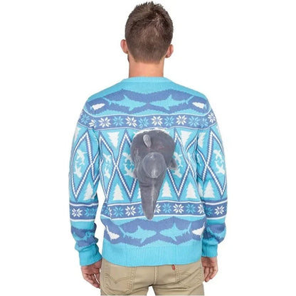 Knitted Christmas Sweater Unisex 3d Dinosaur Ugly Cartoon Clothing Cute Doll Pullover Funny Parties Holiday Jumper Top Funny Gif