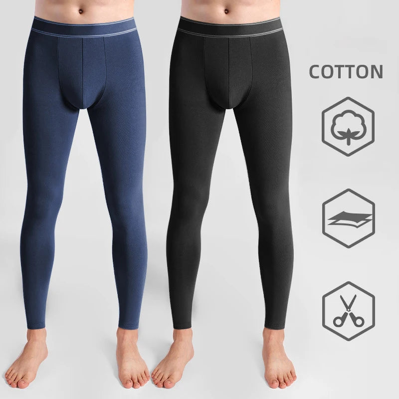 Men Thermal Underwear Pants High Quality Big Pouch Boxers Underwear Long Johns Mens Cotton Thin Thermal Underwear Leggings Pants