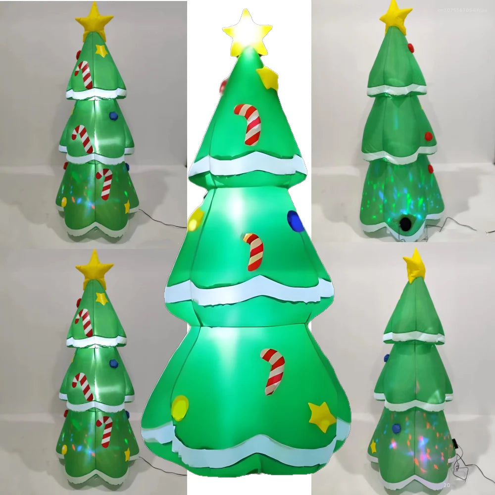 5FT Christmas Inflatable Xmas Tree Equipped with Christmas Music Lights Luminous Toy Home Outdoors Party Decor Festival Kid Gift