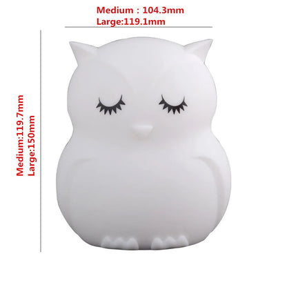 Owl LED Night Light Touch Sensor Remote Control 9 Colors Dimmable Timer Rechargeable Silicone Night Lamp for Children Baby Gift