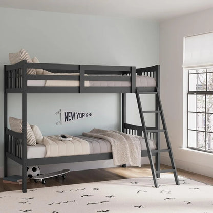 Caribou Twin-over-Twin Bunk Bed (Gray) – GREENGUARD Gold Certified, Converts to 2 individual twin beds