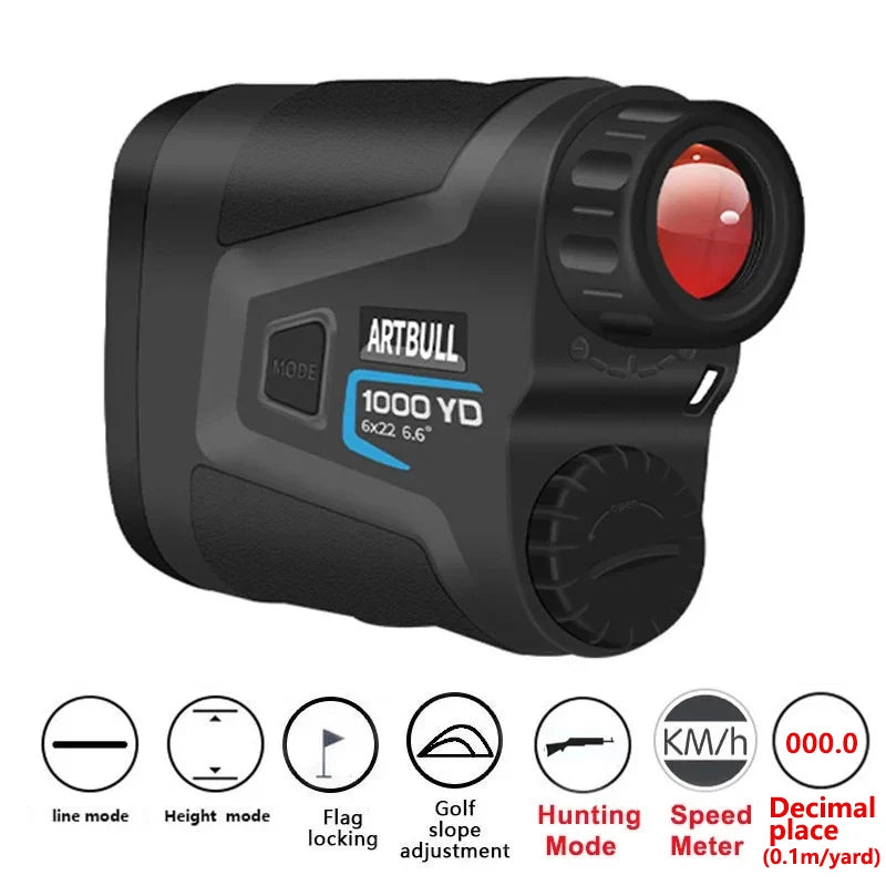 ARTBULL Golf Laser Rangefinder 1000M 650M Telescope with Flag-Lock Slope Pin Distance Meter for Hunting Monocular