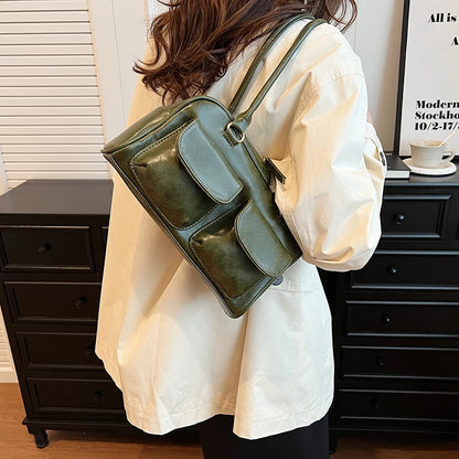 LEFTSIDE Small Double Pockets Shoulder Bags for Women New Fashion Trend Designer Underarm Bag Female Handbags and Purses