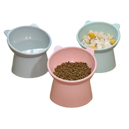 New Pet Cat Dog Bowl High Foot Dog Bowl 45° Neck Protector Cat Pet Food Water Bowl Anti-Overturning Binaural Pet Feeding Bowl