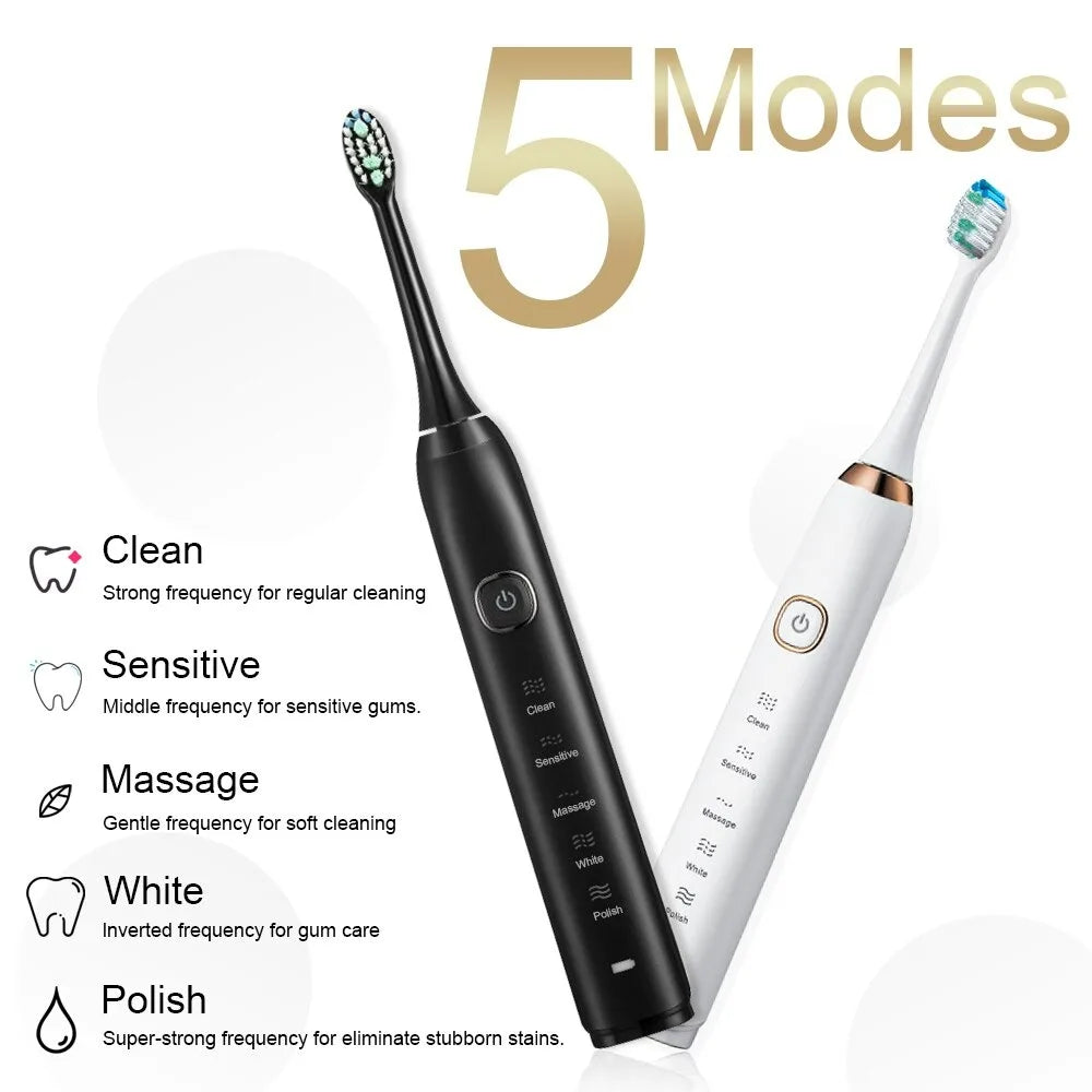 Smart Sonic Electric Toothbrush Ultrasound IPX7 Rechargeable Tooth Brush 5 Mode Smart Time Whitener Teethbrush Sarmocare S100