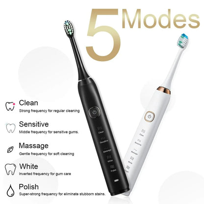 Smart Sonic Electric Toothbrush Ultrasound IPX7 Rechargeable Tooth Brush 5 Mode Smart Time Whitener Teethbrush Sarmocare S100