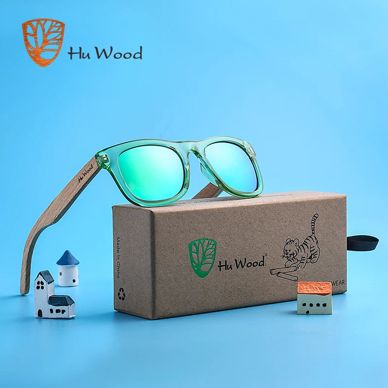 HU WOOD Brand Design Kids Children Sunglasses Multi-color Frame Wooden Sun Glasses For Child Boys Girls Sunglasses Baby GR1001