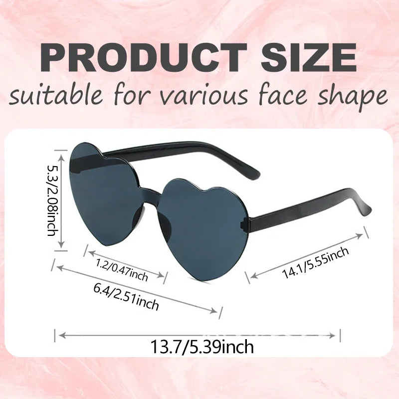 Heart Shaped Sunglasses for Women pink frameless Heart Glasses adults for wedding Bachelorette Party Favor Valentines Gifts