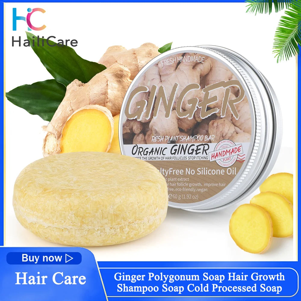 Organic Ginger Polygonum Soap Hair Growth Shampoo Soap Pure Plant Handmade Cold Processed Fast Growth Shampoos Hair Care Soaps