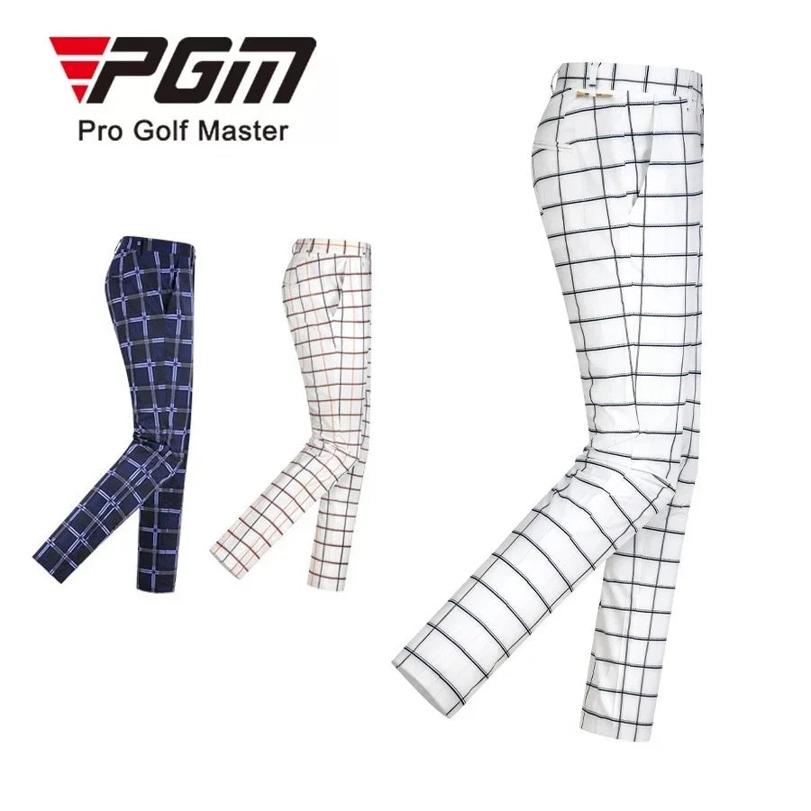 Men's PGM Stretchy Long Plaid Golf Pants