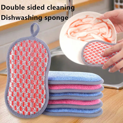 Kitchen Cleaning Sponge Double Sided Sponge Scrubber Sponges For Dishwashing Scouring Pad Dish Cloth Kitchen Cleaning Tools