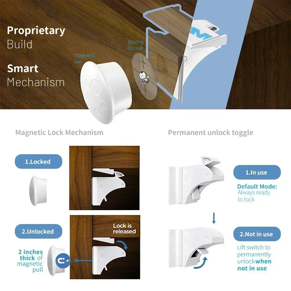 Keep Your Kids Safe with Magnetic Children's Lock Ideal Drawer & Cabinet Door Safety for Babies & Toddlers & Children