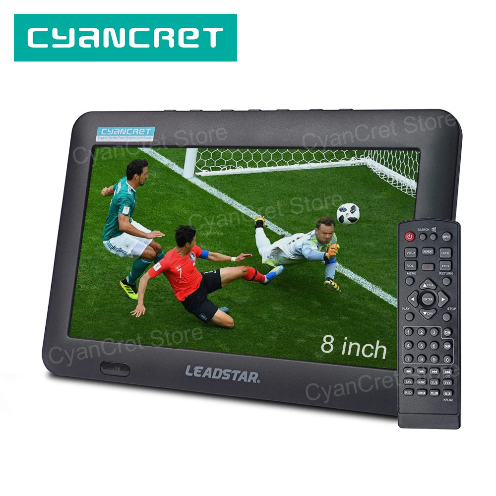 LEADSTAR D8 Portable TV 8 Inch DVB-T2 ATSC ISDB-T TDT Digital and Analog Mini Small Car Television Support USB TF MP4 H.265 AC3