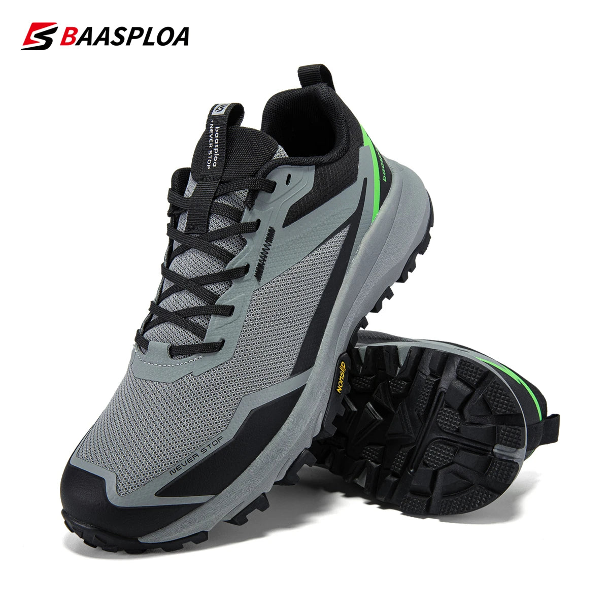 Baasploa Men Hiking Shoes Breathable Outdoor Sneakers for Men Lightweight Male Shoes Non-Slip Wear Resistant Outdoor New Arrival