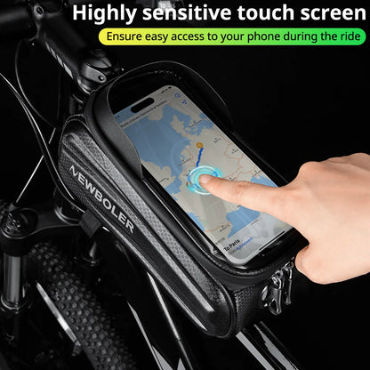 NEWBOLER Bike Bag 2L Frame Front Tube Cycling Bag Bicycle Waterproof Phone Case Holder 7.2Inches Touchscreen Bag Accessorie