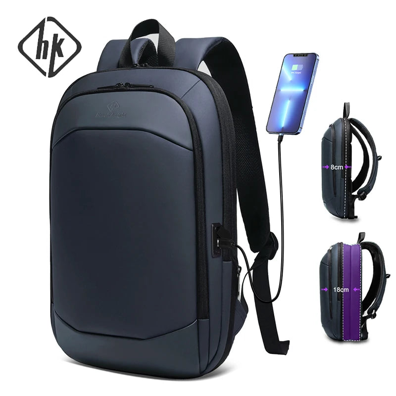 HK Business Backpack For Men Expandable Waterproof 17" Laptop Bags Daily Work School Backpack YKK Zipper Slim Backpack With USB