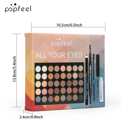 POPFEEL Eye Makeup Set, Eyeshadow Palette, Eyeliner, Mascara, Eyebrow Pencil, Makeup Tool Set Box