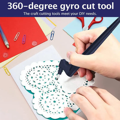 DIY Craft Cutting Tools Wood Carving Cut Pen Art Craft Tool with 360 Steel Rotating Blade Safety Cutter Paper