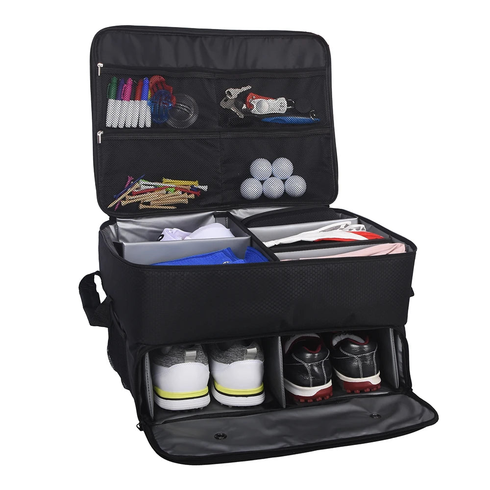 Golf Trunk Organizer Waterproof Car Golf Shoes Bag With Large Golf Storage Box For Shoes Balls Tees Clothes Gloves Accessories ﻿