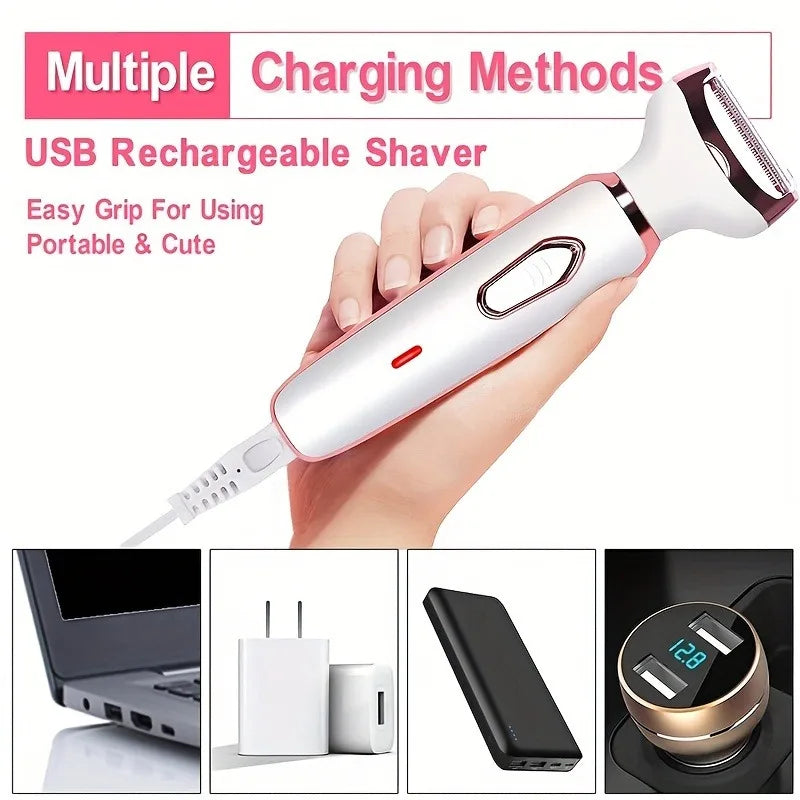 4 In 1 Electric Lady Shaver, Body Hair Removal Epilator, Painless Cordless Trimmer Razor, Gifts For Women