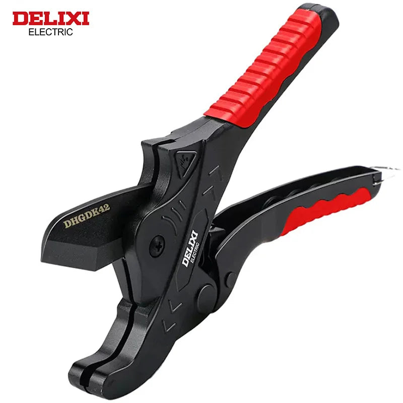 DELIXI ELECTRIC Pipe Cutter，Pipe Scissors SK5 Material Ratchet Cutter PVC/PU/PP/PE Hose Cutting Hand Tool，for Plumber，Homeowners