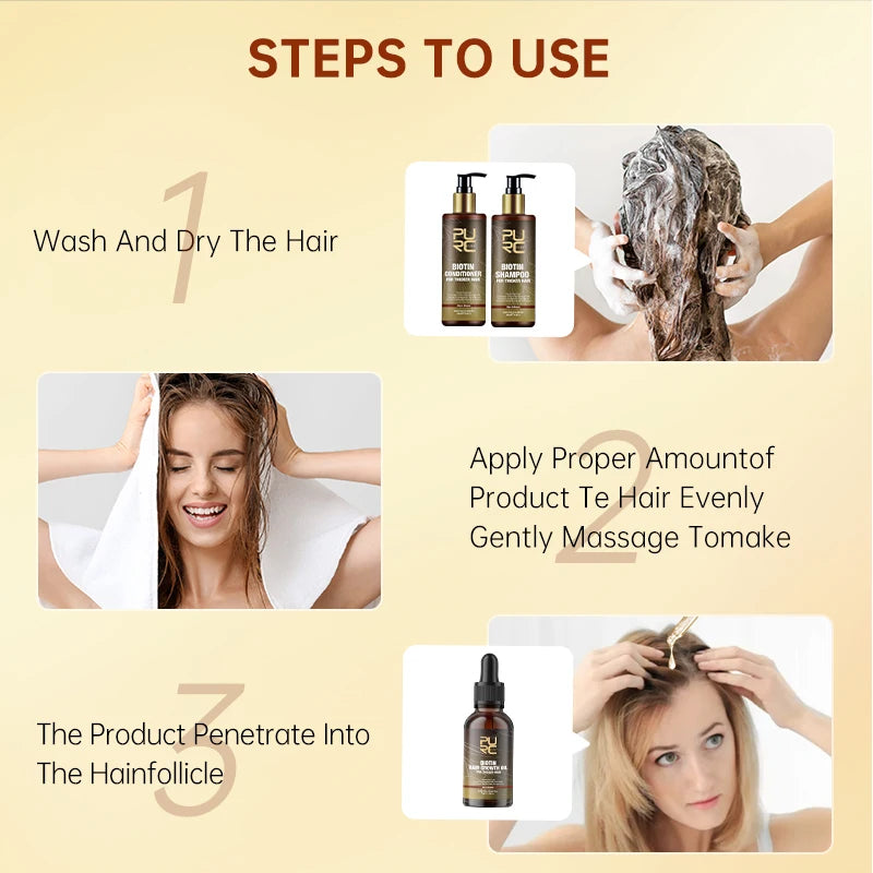 PURC Biotin Hair Growth Shampoo Anti Hair Loss Repair Damaged Frizz Argan Oil Scalp Treatment Hair Care Products