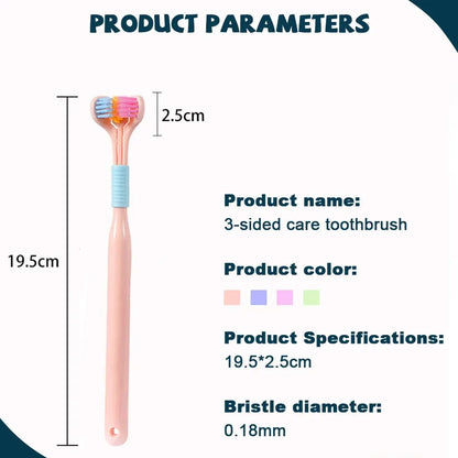 3D Stereo Three-Sided Toothbrush Ultra Fine Soft Hair Adult Toothbrush Tongue Scraper Deep Cleaning Health Oral Care Teeth Brush