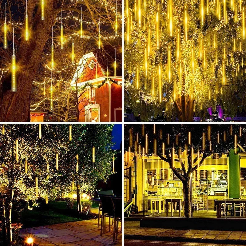 30/50cm Meteor Shower Rain Led String Lights Outdoor Light Garland Street Garland Christmas Tree Decorations for New Year 2024