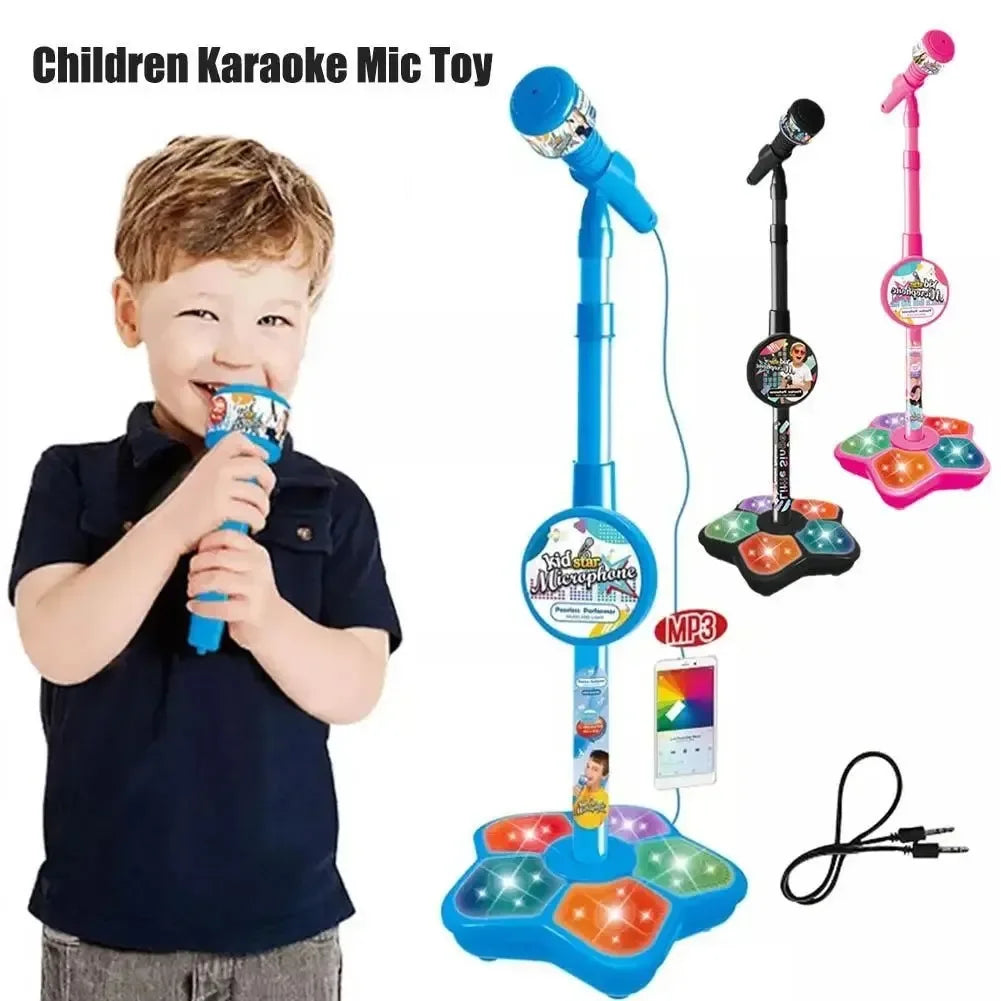 Kids Microphone with Stand Karaoke Song Music Instrument Toys Brain-Training Educational Toy Birthday Gift for Girl Boy