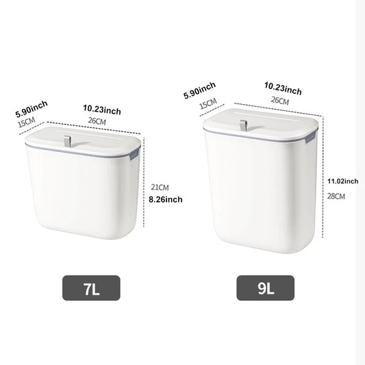 New 7/9L Bathroom Trash Can Wall Mounted Hanging Trash Bin With Lid Waterproof Narrow Seam Rubbish Bin Toilet Waste Garbage Bin