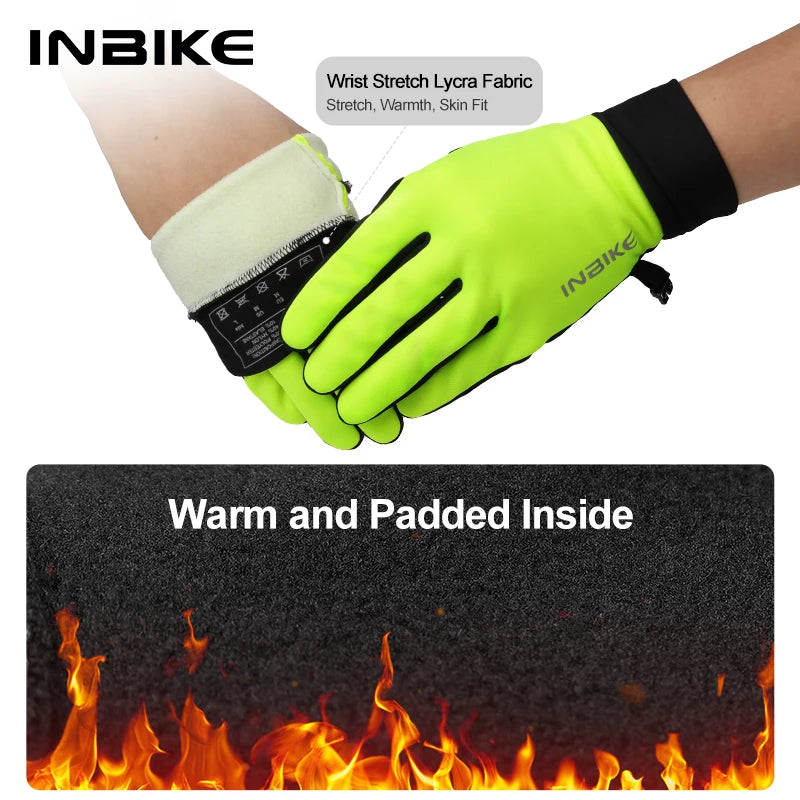 INBIKE Winter Cycling Gloves for Men Women Warm Fleece Biking Glove for Riding Bicycle Gloves Waterproof Touchscreen Accessories