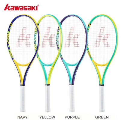 Kawasaki Tennis Racquet Shock Absorber-100 Carbon Fiber Oval Frame Mid-level Training Tennis Racket with Tennis Bag