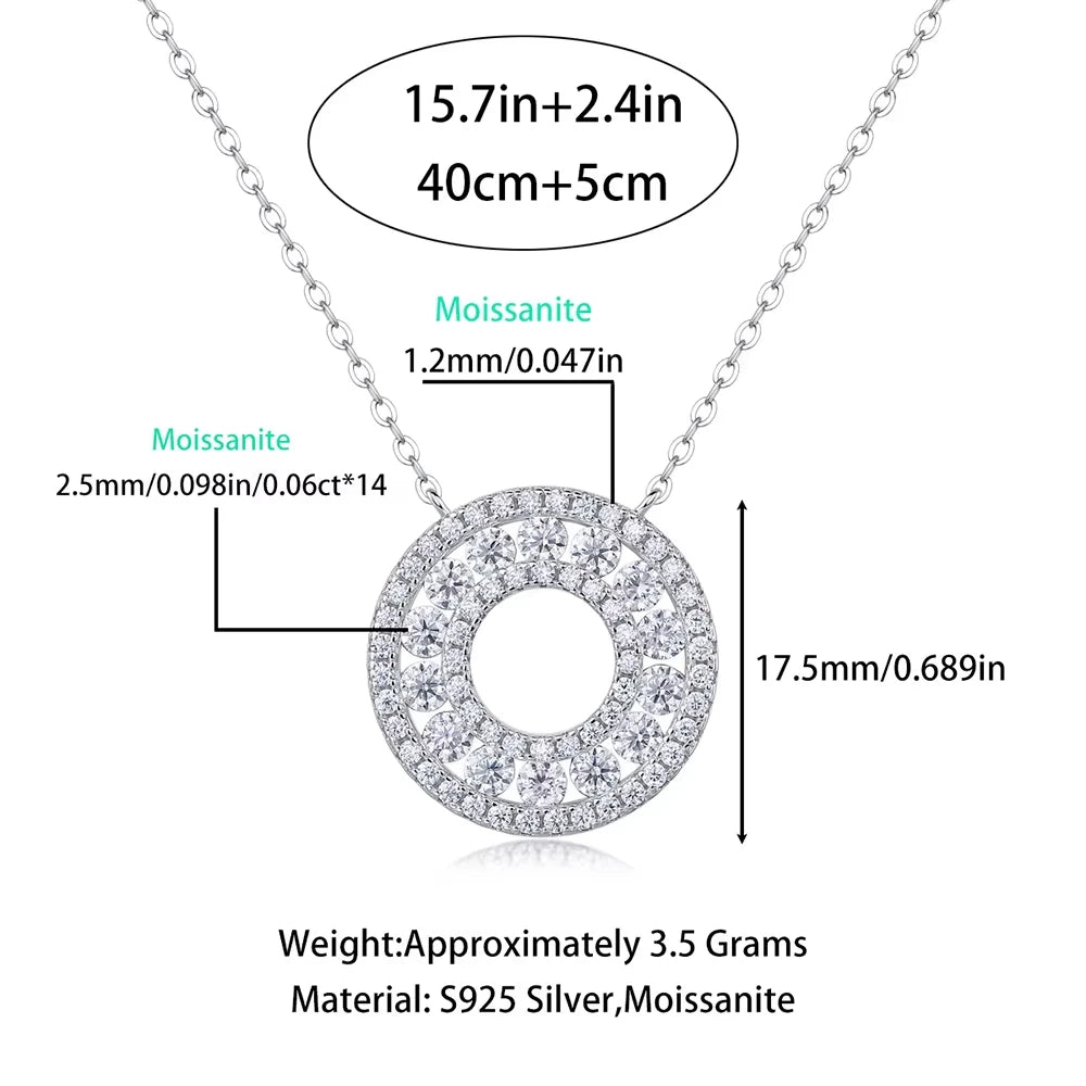 Serenity 2.5mm D Color All Moissanite Pendant Necklace For Women S925 Silver Sparkling Wedding Necklace Plated 18k Fine Jewelry