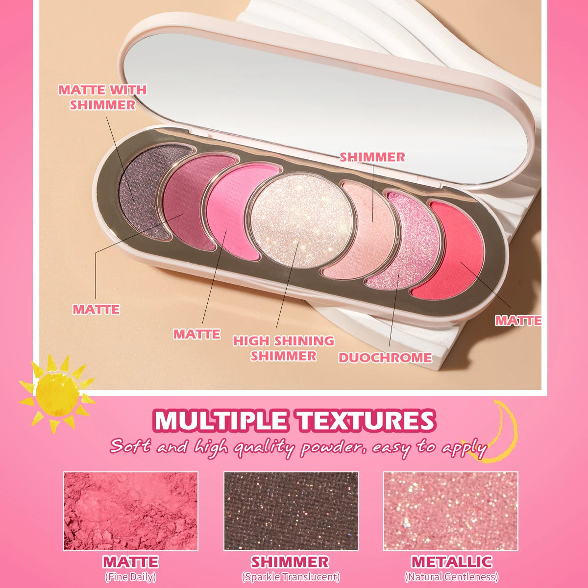 Ultra-Luxe Talc-Free Pink Romantic Eyeshadow Sultry Stunning Shimmer Eyeshadow Palette High Quality Makeup