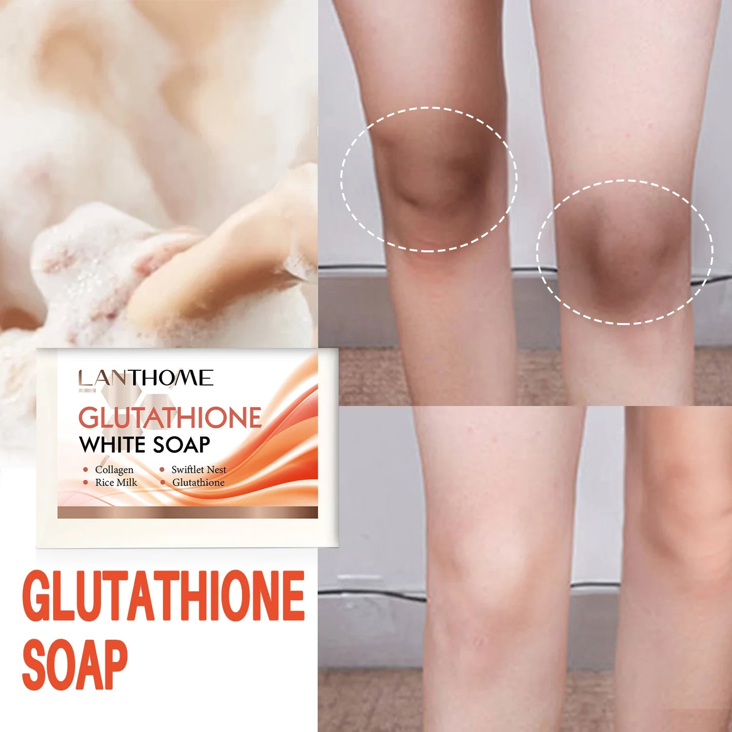 Glutathione Cream Soap Lighten Dark Underarm Leg Remove Dead Skin Lightening Brightening Face Glowing Skin Premium Hand Soap