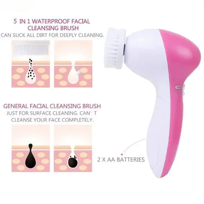 5 in 1 Facial Cleanser Pore Cleanser Face Massager Deep Electric Cleansing Brush Pore Cleaner Blackhead Remover Skin Beauty Care