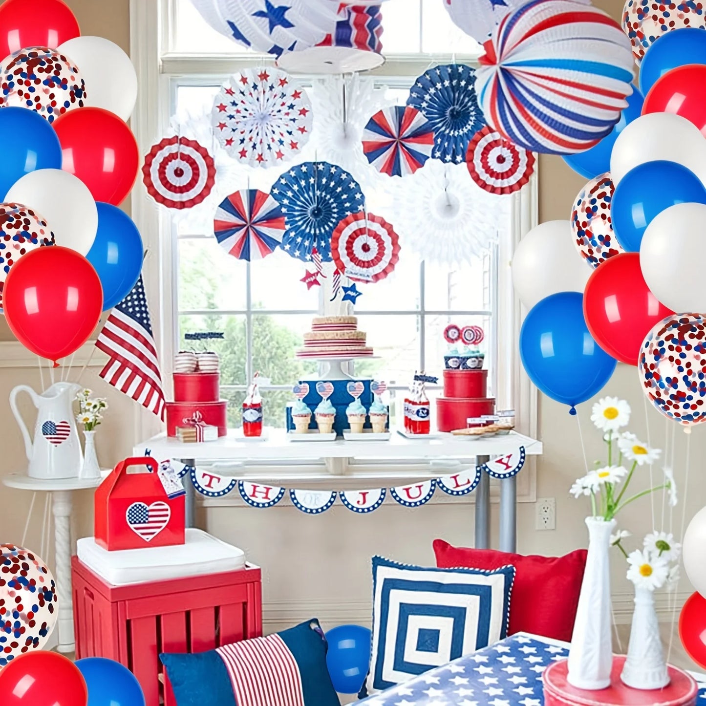 13pcs/set Independence Day Decoration Balloons Red White and Blue Latex Balloons for 4th of July Patriotic Anniversary