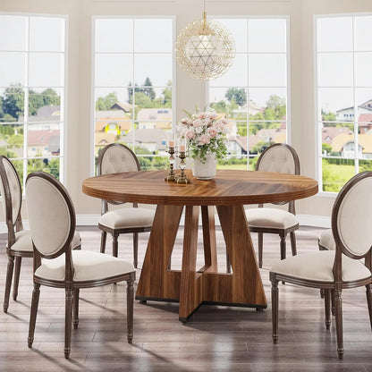 Round Dining Table for 4,47 Inch Farmhouse Kitchen Table Small Dinner Table Wood for Dining Room